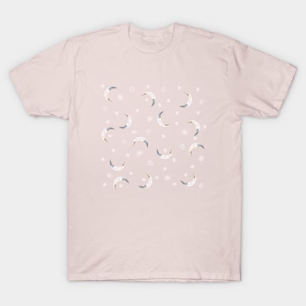 Crescent Moons and Stars - Pink T-Shirt by Art By LM Designs 